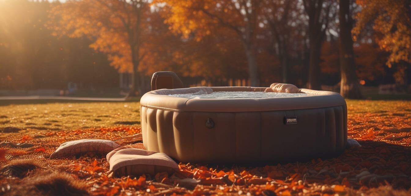 Inflatable hot tub in an autumn setting