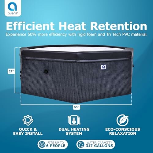 Square hot tub with heat retention features and eco-friendly design.