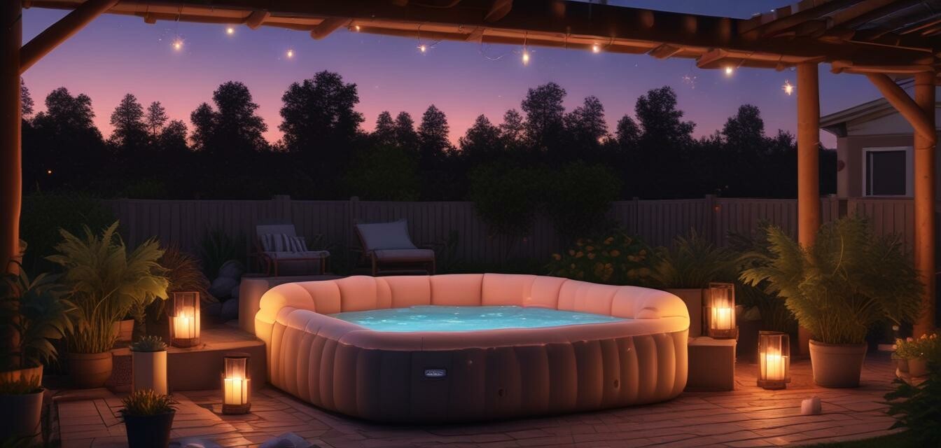 Inflatable hot tub relaxation evening