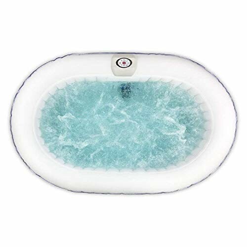 Top view of an inflatable hot tub filled with water