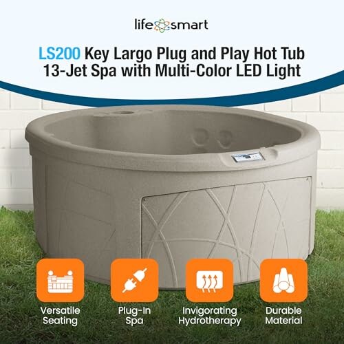 Lifesmart Key Largo Plug and Play Hot Tub with 13 jets and LED lights.